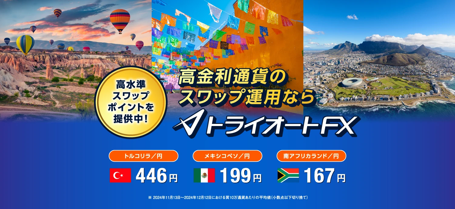 高金利通貨のスワップ運用ならトライオートFX