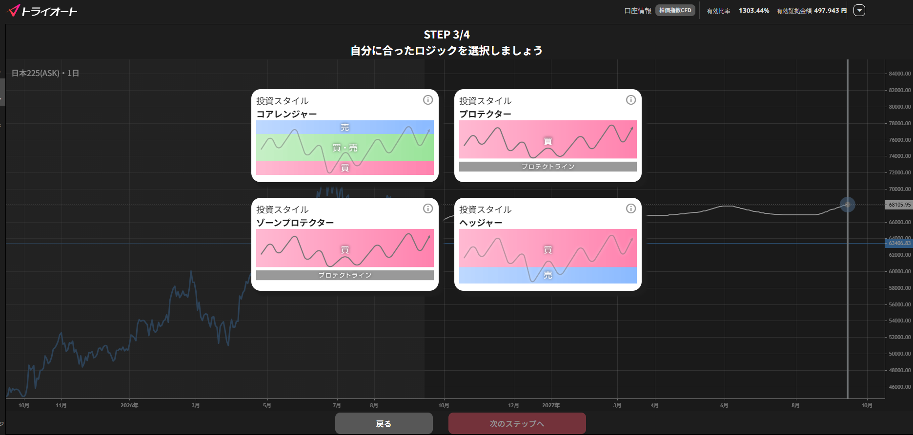 提案された最大4つのロジックを確認する画面